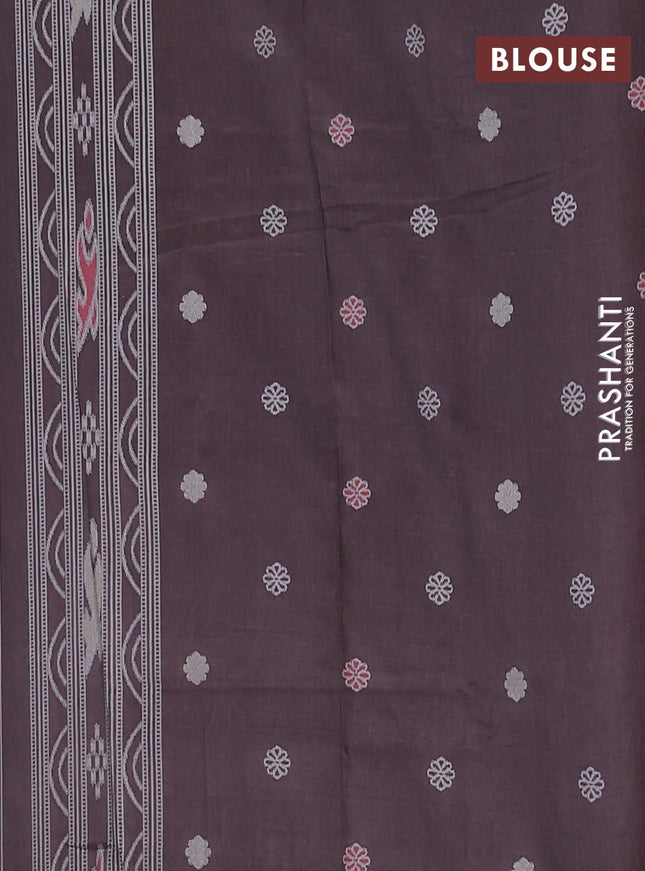 Semi sambalpuri silk saree brown and coffee brown with allover warli ikat weaves and thread woven border