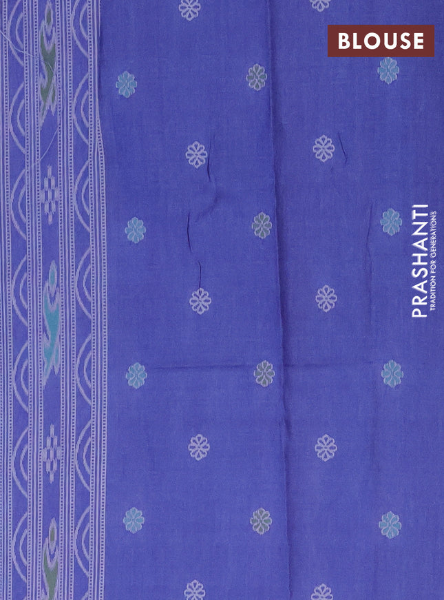 Semi sambalpuri silk saree purple and blue shade with allover warli ikat weaves and thread woven border