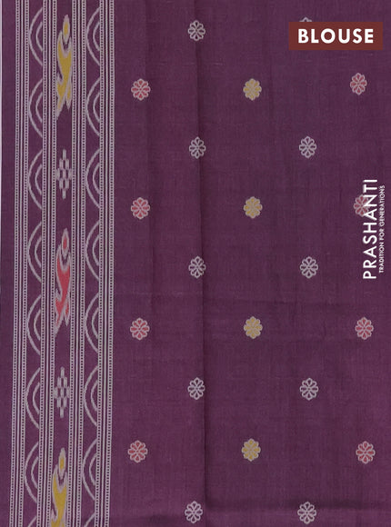 Semi sambalpuri silk saree sap green and wine shade with allover warli ikat weaves and thread woven border