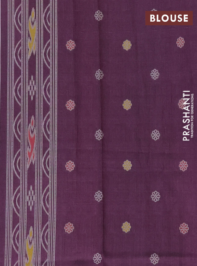 Semi sambalpuri silk saree sap green and wine shade with allover warli ikat weaves and thread woven border