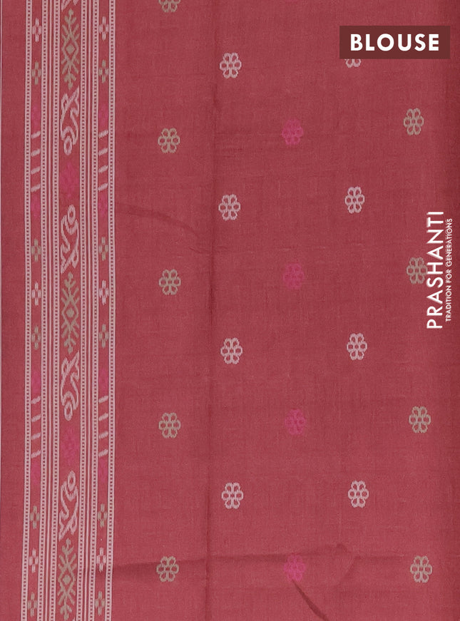 Semi sambalpuri silk saree black and deep maroon with allover ikat weaves and thread woven border