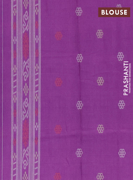 Semi sambalpuri silk saree blue and purple with allover ikat weaves and thread woven border