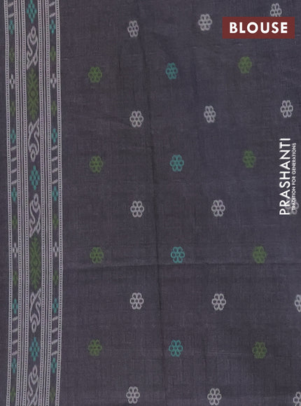 Semi sambalpuri silk saree maroon and grey with allover ikat weaves and thread woven border