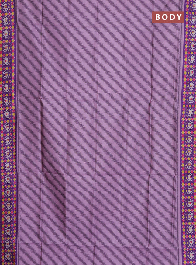 Semi sambalpuri silk saree pastel pink and violet with allover ikat weaves and patola printed border
