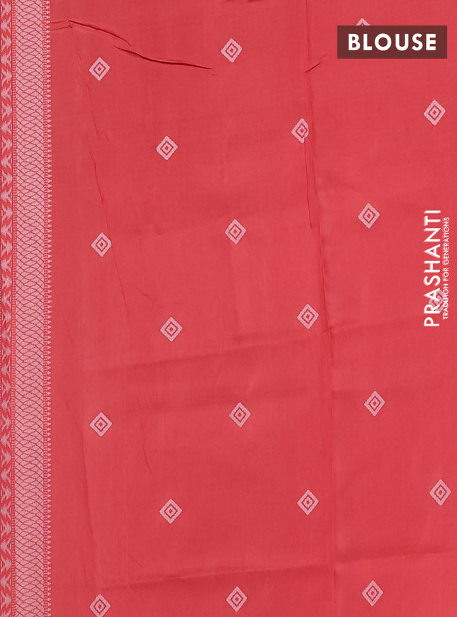 Semi sambalpuri silk saree elephant grey and red with allover ikat weaves and thread woven border