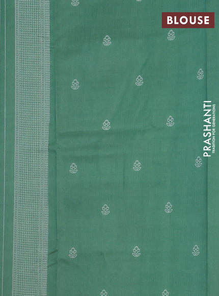 Semi sambalpuri silk saree rust shade and green with allover ikat weaves and thread woven border