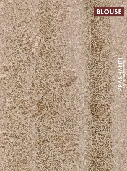 Chiniya silk saree beige with zari buttas & floral digital prints and woven border