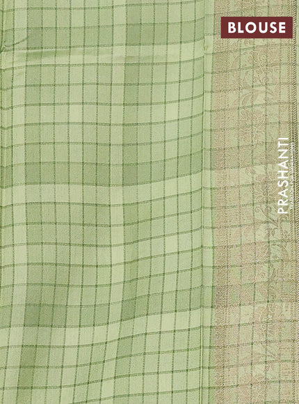 Chiniya silk saree muliti colour and green with allover floral digital prints & zari buttas and long zari woven border