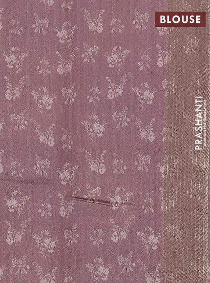 Chiniya silk saree pastel pink shade with allover zari weaves & floral digital prints and zari woven border