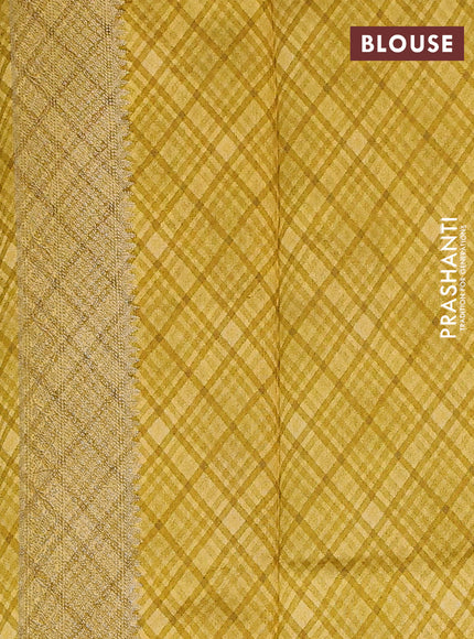 Chiniya silk saree cream green and mustard yellow with zari buttas & digital prints and woven border