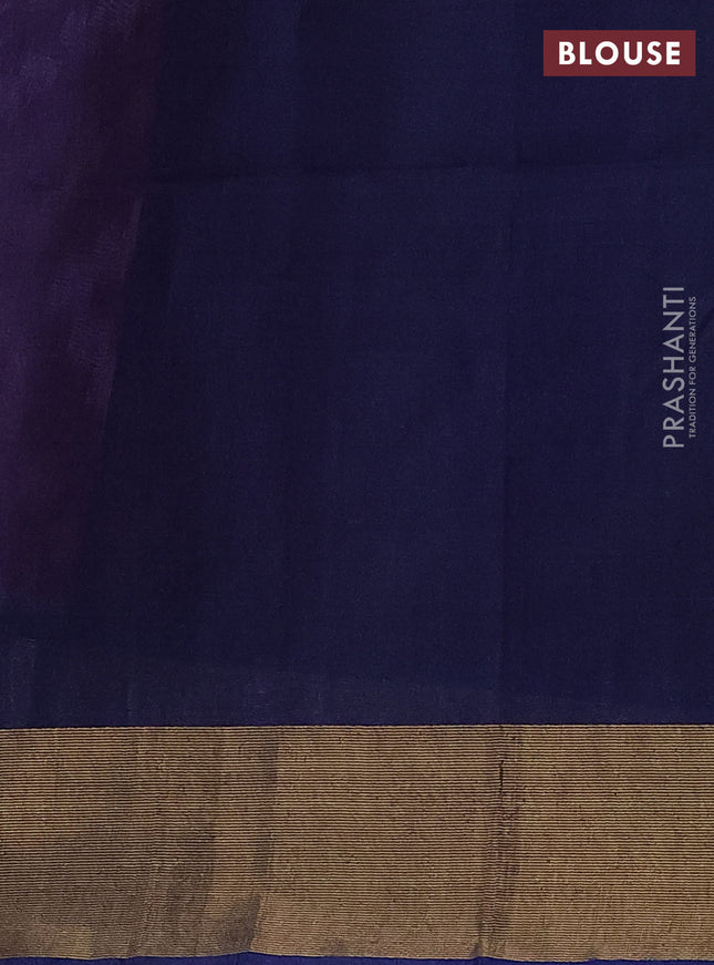 Ikat silk cotton saree deep pink and peacock blue with allover ikat weaves and zari woven border