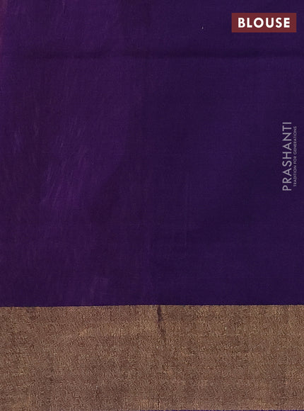 Ikat silk cotton saree dark pink and violet with allover ikat weaves and zari woven border