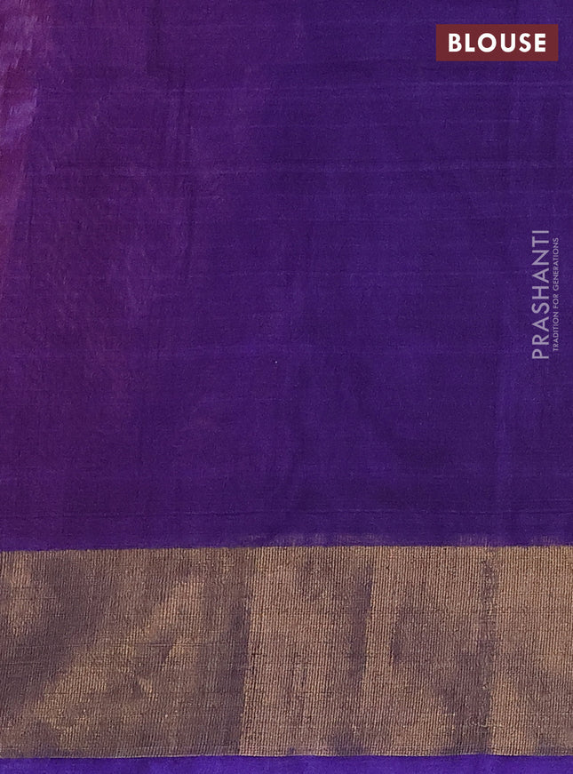 Ikat silk cotton saree maroon and violet with allover ikat weaves and zari woven border
