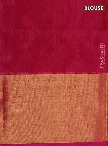Ikat silk cotton saree violet and pink with allover ikat weaves and long zari woven ikat border