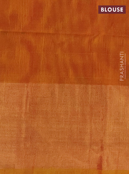 Ikat silk cotton saree violet and mustard yellow with allover ikat weaves and long zari woven ikat border