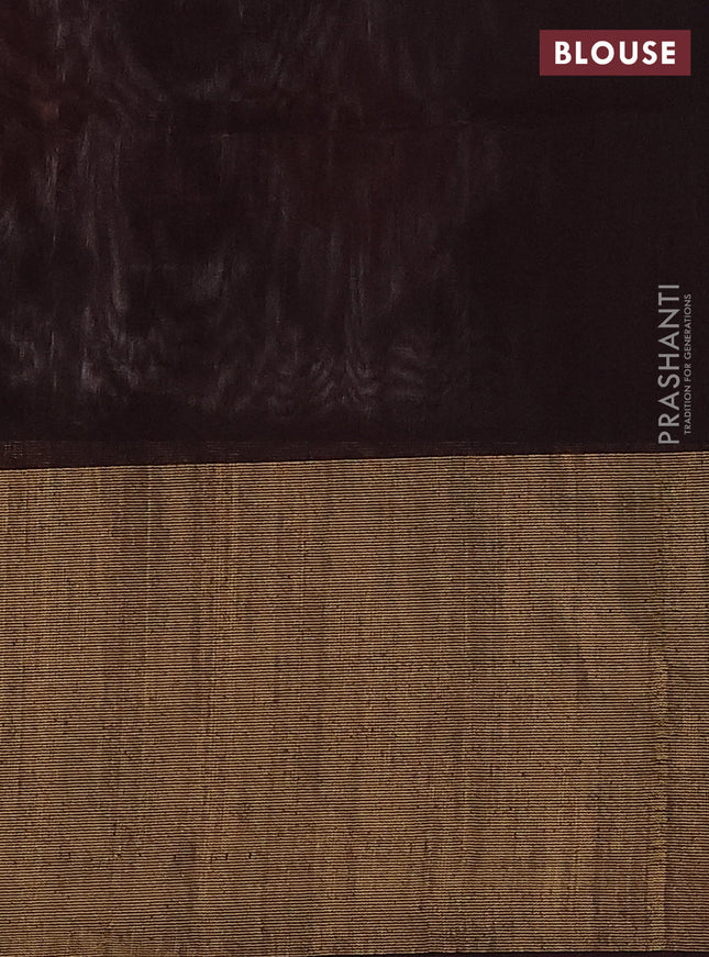 Ikat silk cotton saree cream and coffee brown with allover ikat weaves and long zari woven ikat border