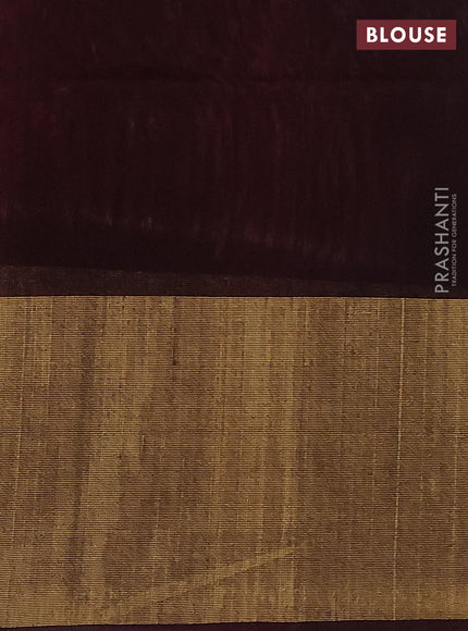 Ikat silk cotton saree coffee brown and pink with allover ikat weaves and long zari woven ikat border