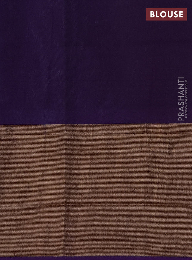 Ikat silk cotton saree cs blue and violet with allover ikat weaves and long zari woven ikat border