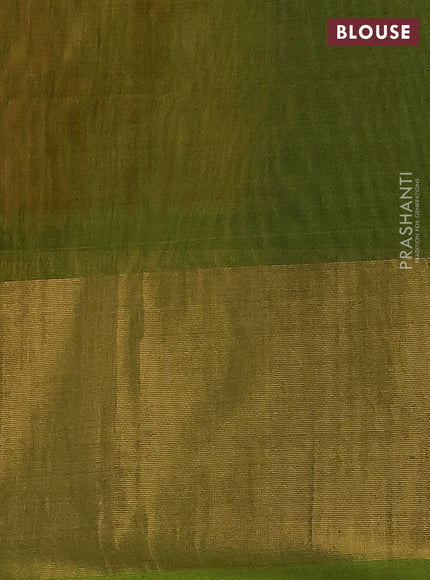 Ikat silk cotton saree sun set orange and green with allover ikat weaves and long zari woven ikat border