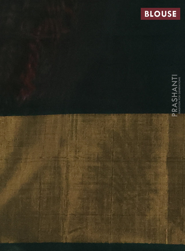 Ikat silk cotton saree peach pink and dark green with allover ikat weaves and long zari woven ikat border