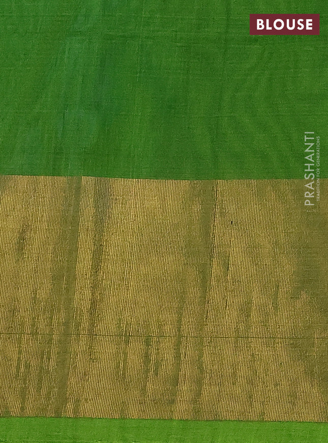 Ikat silk cotton saree cs blue and light green with allover ikat weaves and long zari woven ikat border