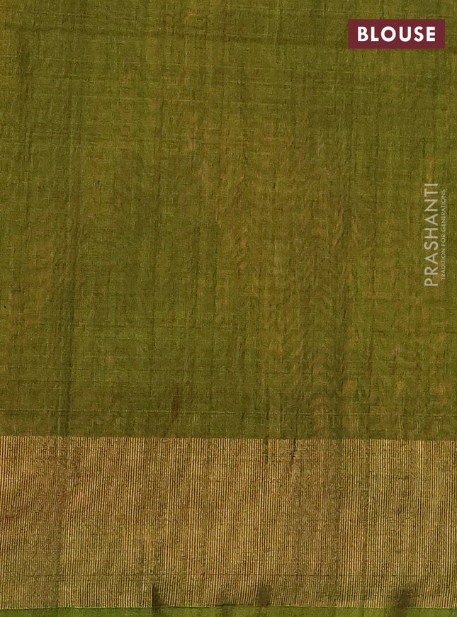 Ikat silk cotton saree rustic orange and light green with allover ikat weaves and zari woven border