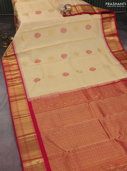 Pure kanchipuram silk saree sandal and pink with thread & zari woven buttas and zari woven korvai border