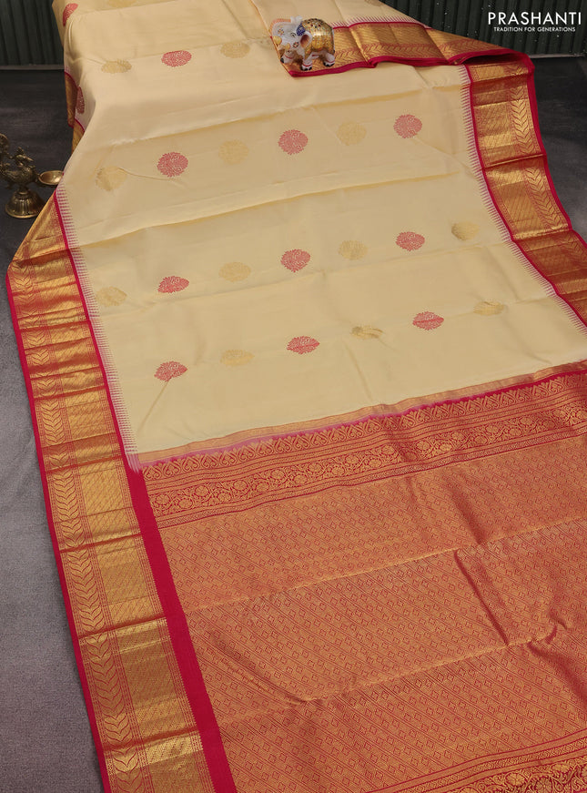 Pure kanchipuram silk saree sandal and pink with thread & zari woven buttas and zari woven korvai border