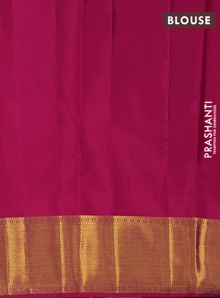 Pure kanchipuram silk saree dual shade of teal blue and pink with paisley zari woven buttas and rich paisley design zari woven border