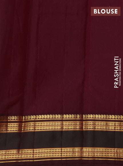 Pure kanchipuram silk saree yellow and wine shade with zari woven buttas and rettapet zari woven border