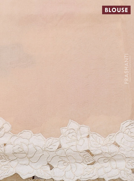 Pure organza silk saree sandal with floral digital prints & kantha work and floral design patch work border