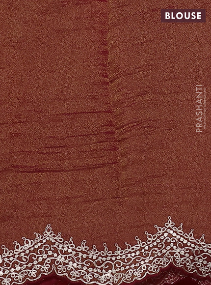 Pure organza silk saree red with allover prints & pita work and embroidery border