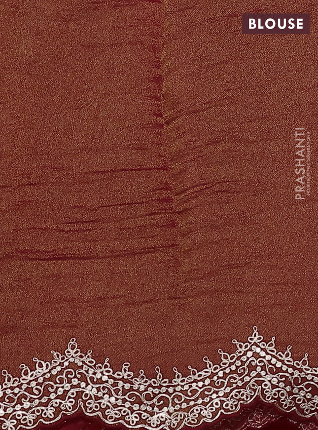 Pure organza silk saree red with allover prints & pita work and embroidery border