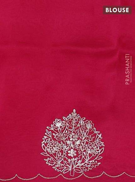 Pure organza silk saree pink with zari stripes pattern and embroided butta border