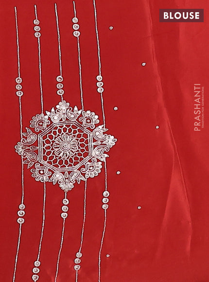 Pure organza silk saree rust shade with zari buttas and embroidery border