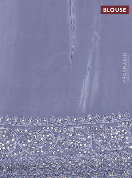 Pure organza silk saree grey with allover chikankari & sequin work and embroidery border