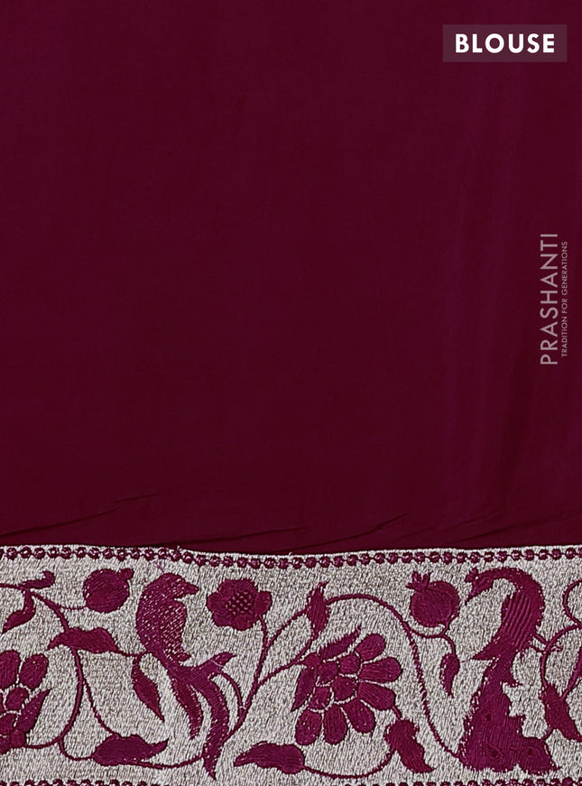 Pure organza silk saree maroon with annam zari woven buttas and peacock design zari woven border