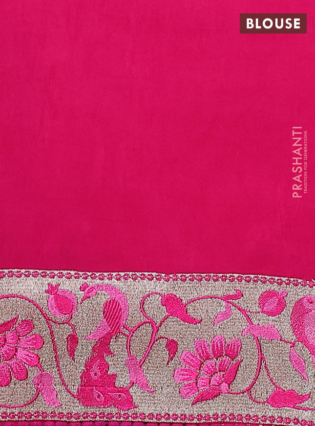 Pure organza silk saree pink with annam zari woven buttas and peacock design zari woven border