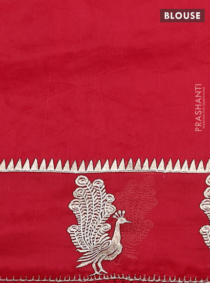 Pure organza silk saree maroon with allover embroidery and zari woven butta border