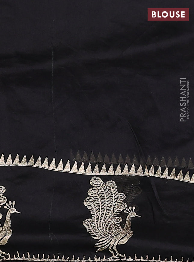 Pure organza silk saree black with allover embroidery and zari woven butta border