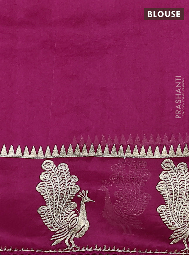 Pure organza silk saree pink with allover embroidery and zari woven butta border