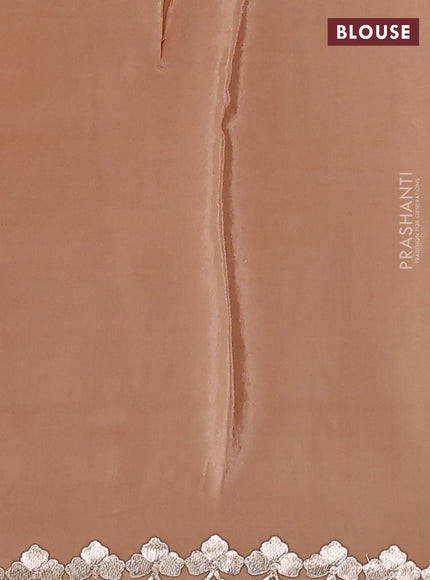 Pure organza silk saree sandal with bird design kutch embroidery and zari woven border