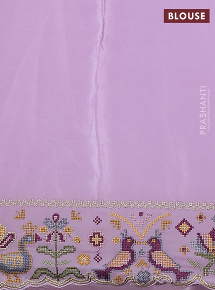 Pure organza silk saree lavender with embroided buttas and embroided border