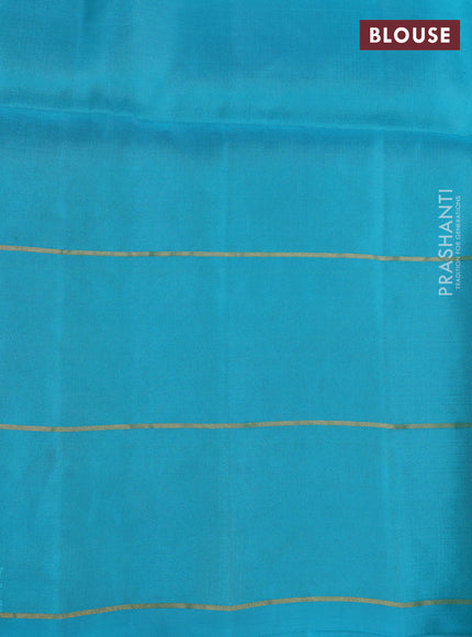 Pure soft silk saree pink and teal blue with allover zari woven buttas and zari woven elephant butta border