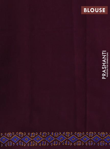 Silk cotton block printed saree wine shade with allover prints and printed border