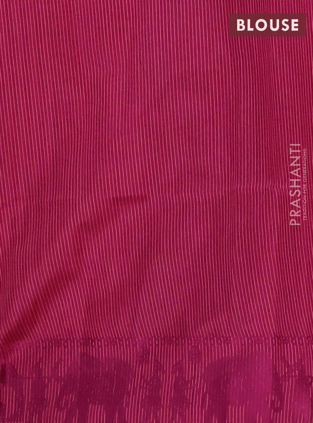 Semi dupion saree light pink and purple with allover stripe pattern and thread woven border