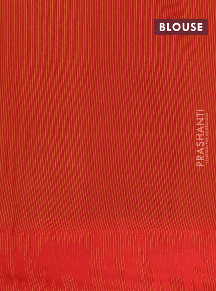 Semi dupion saree mango yellow and maroon with allover stripe pattern and thread woven border