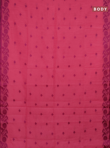 Semi dupion saree light pink and purple with thread woven buttas and thread woven border