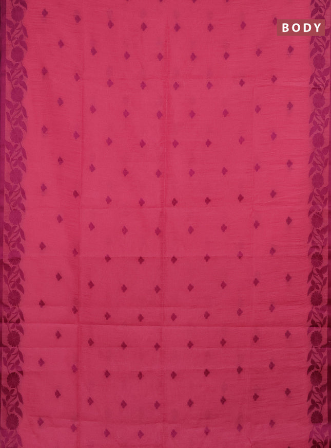Semi dupion saree light pink and purple with thread woven buttas and thread woven border