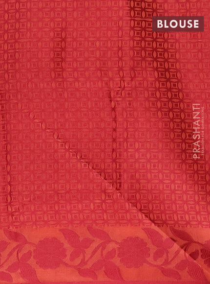 Semi dupion saree dark peach and maroon with thread woven buttas and thread woven border
